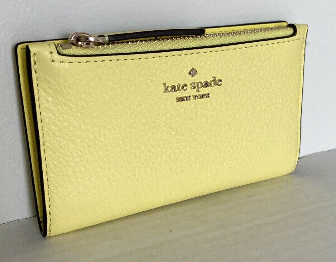 NWT Kate Spade Jackson small Slim Bifold wallet Leather Limelight
