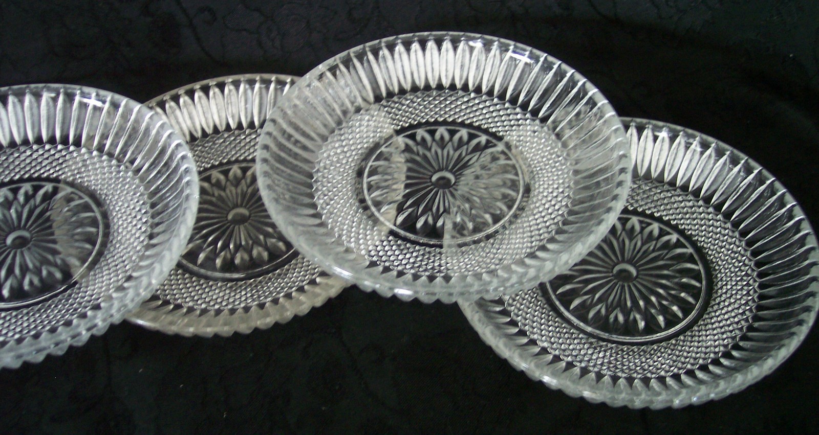Vintage Cut Crystal Plates 7 Dessert Plates Divided Relish Rogers Italy