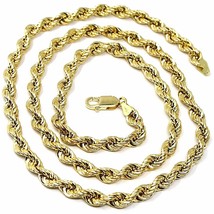 18K YELLOW GOLD CHAIN NECKLACE 5.5 MM BIG BRAID ROPE LINK, 23.6", MADE IN ITALY image 1