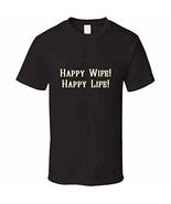 Tremendous Designs Happy Wife Happy Life T Shirt L Dark Chocolate - $19.59