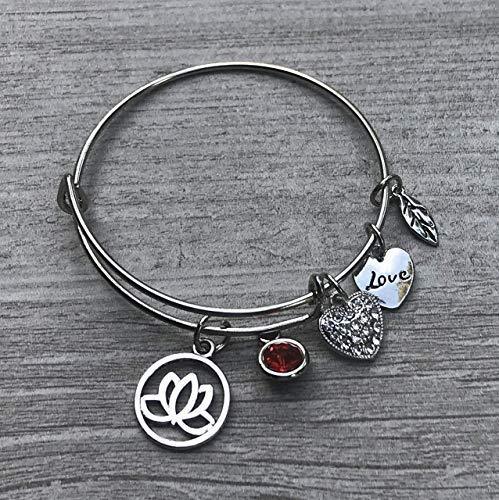 Personalized Lotus Bracelet Yoga Jewelry Inspirational Gift for Women & Girls