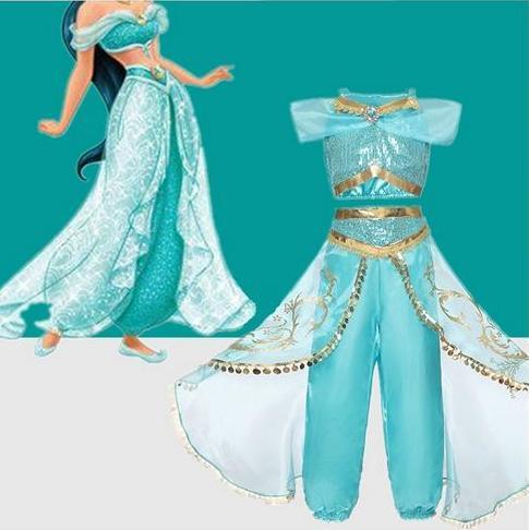 Fancy Girl Princess Jasmine Cloth Kid Baby Party Cosplay Costume ...