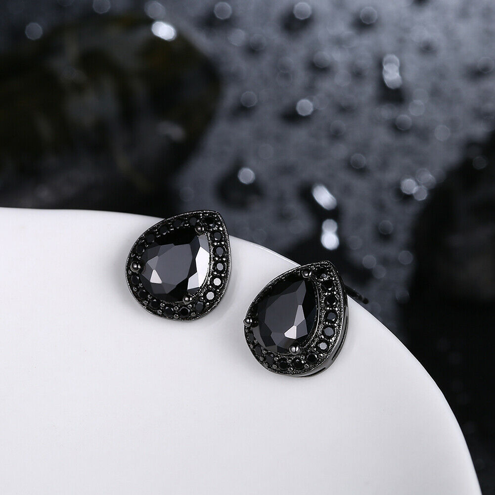 Stud Earrings Black Stones 6mm Hypoallergenic Stainless Surgical Steel ...
