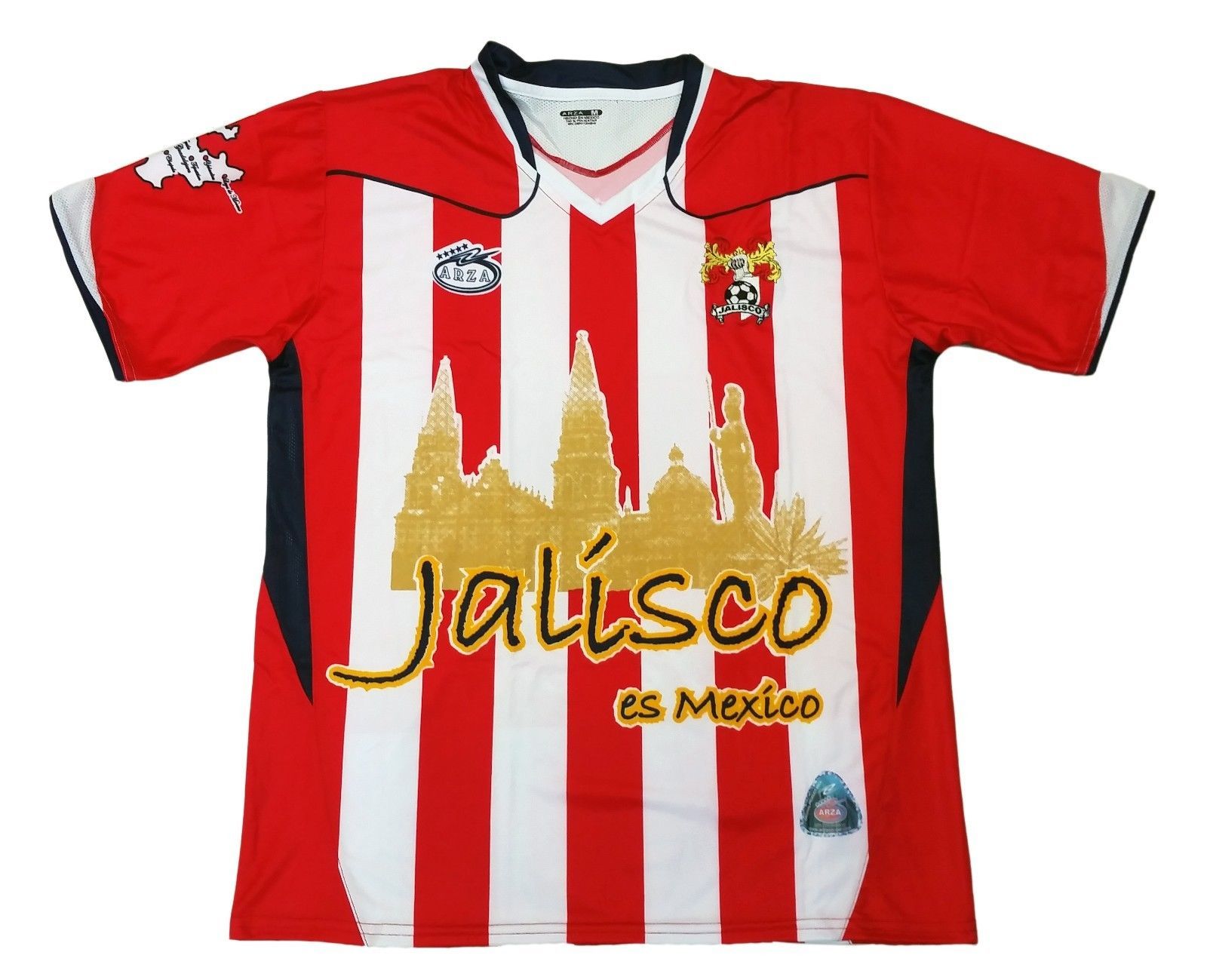 Jalisco Mexico Soccer Jersey Color Red and White Arza Design - Soccer