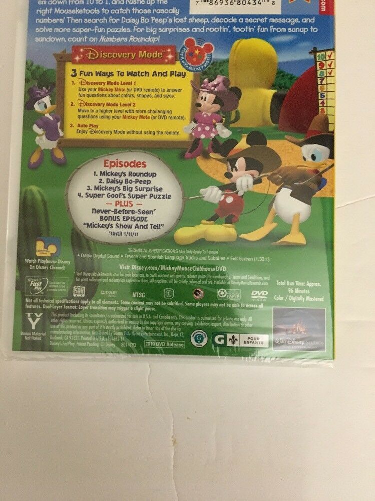 Mickey Mouse Clubhouse: Mickey's Numbers Roundup Dvd 2010-rare Vintage 