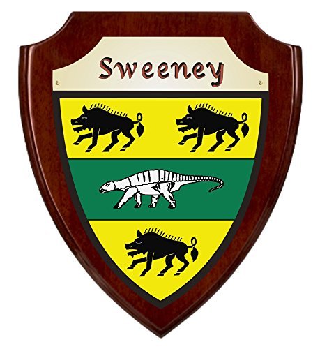 Sweeney Irish Coat of Arms Shield Plaque - Rosewood Finish