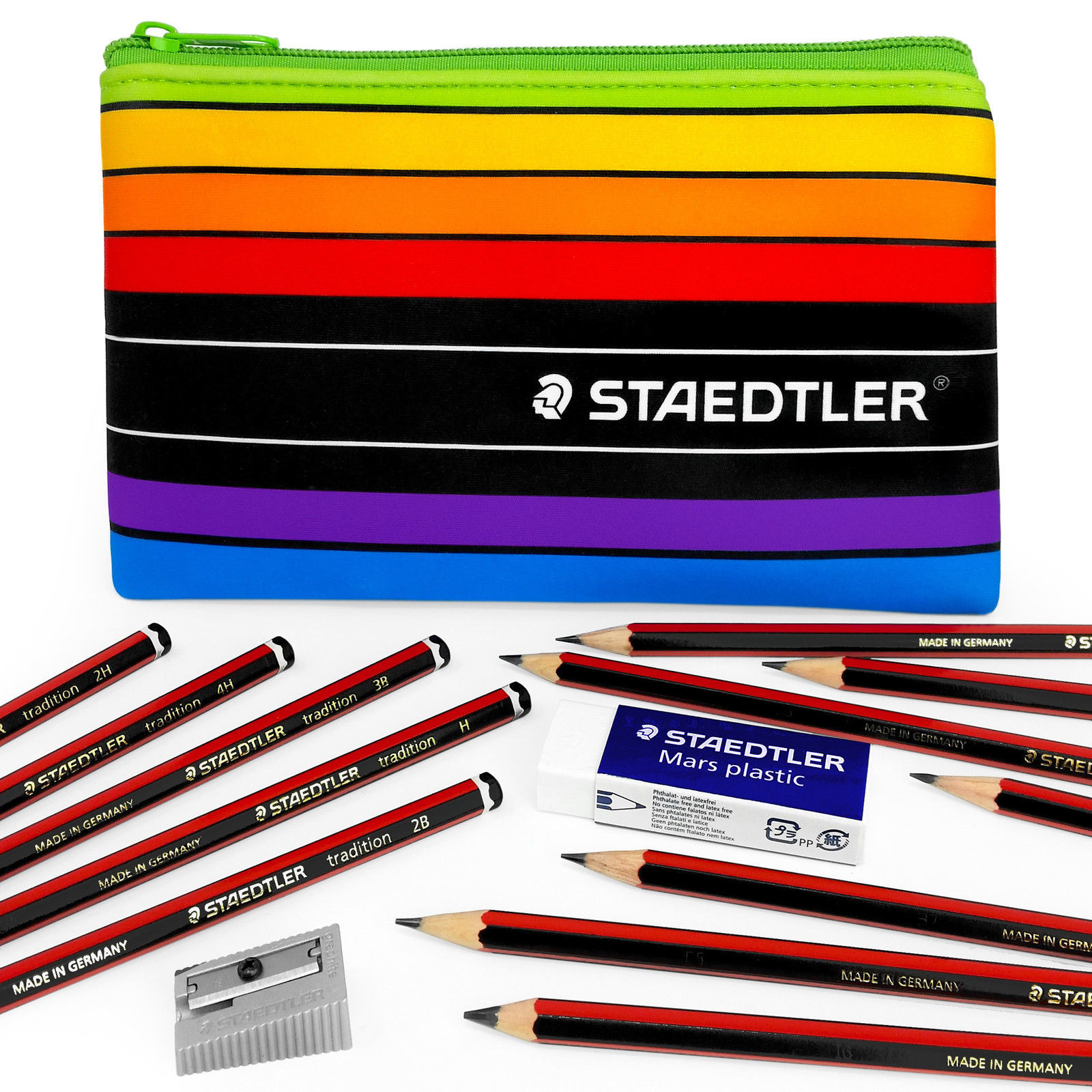 pencil and eraser and sharpener