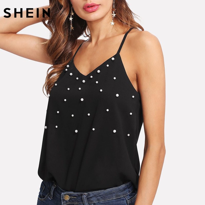 black v neck cami