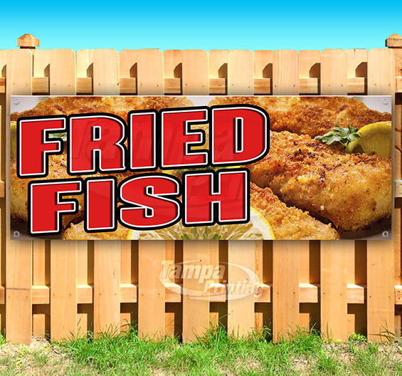 FRIED FISH Advertising Vinyl Banner Flag Sign Many Sizes CARNIVAL FOOD