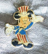 Disney Uncle Sam Mickey Mouse Enamel Gold-tone Pin 1989 vintage 1 1/4" - $12.30