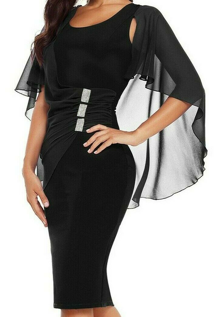 Plus Size BLACK Sexy Rhinestone Cocktail Wedding Prom Dress XL XXL XXXL