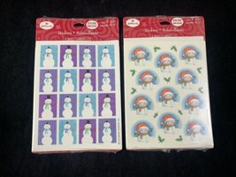 2 Packages Of Vintage Hallmark Stickers -Christmas Snowmen NEW SEALED 8 Sheets  - $12.55