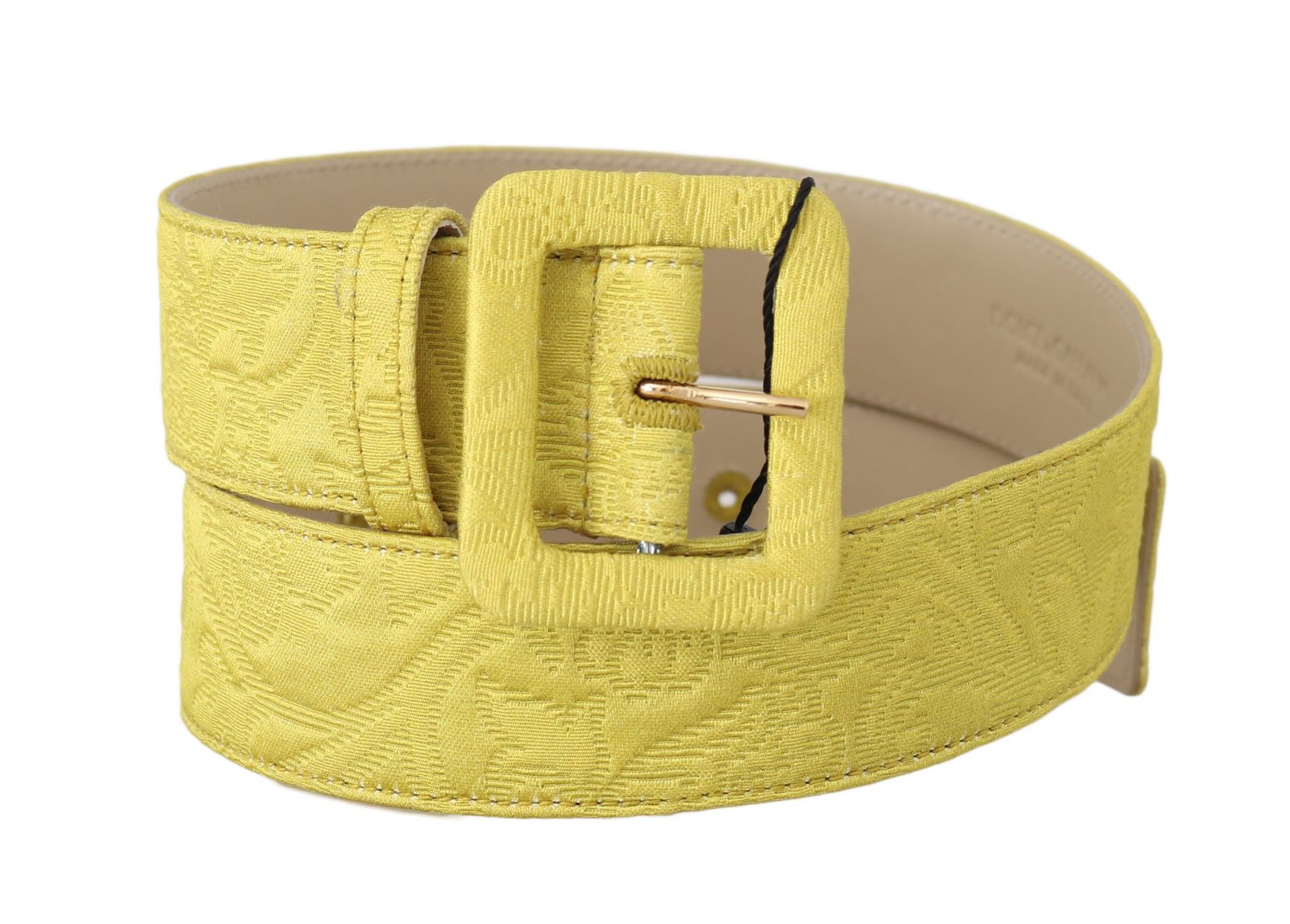 Yellow Brocade Floral Pattern Wide Belt - Fashion