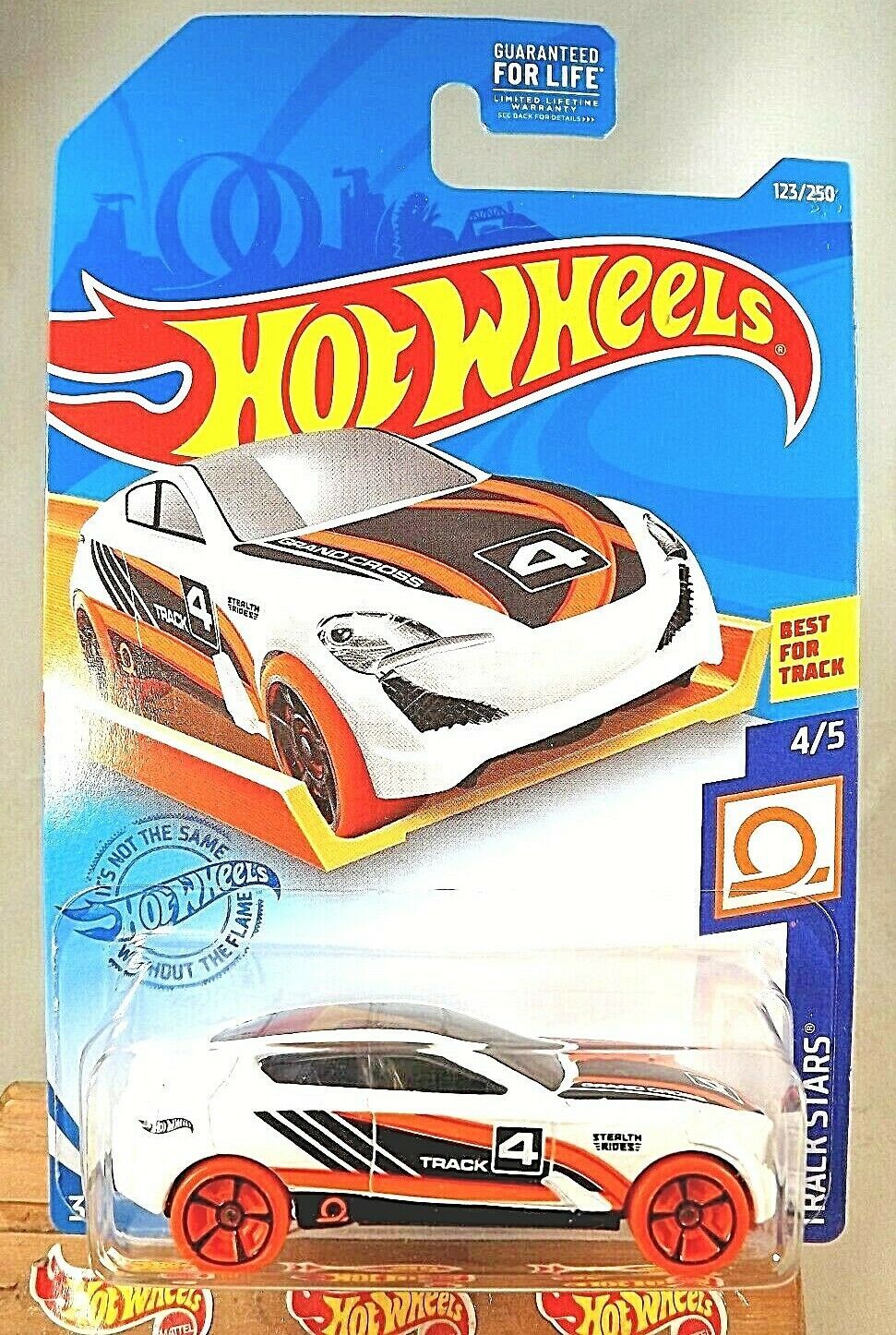 2021 Hot Wheels #123 Track Stars 4/5 GRAND CROSS White w/Orange Wheels BlkMC5Sp
