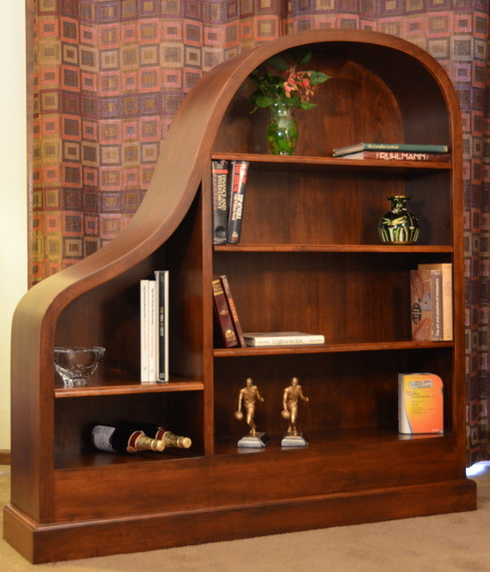 Baby Grand Piano Bookcases in Cherry and White Lacquer Furniture