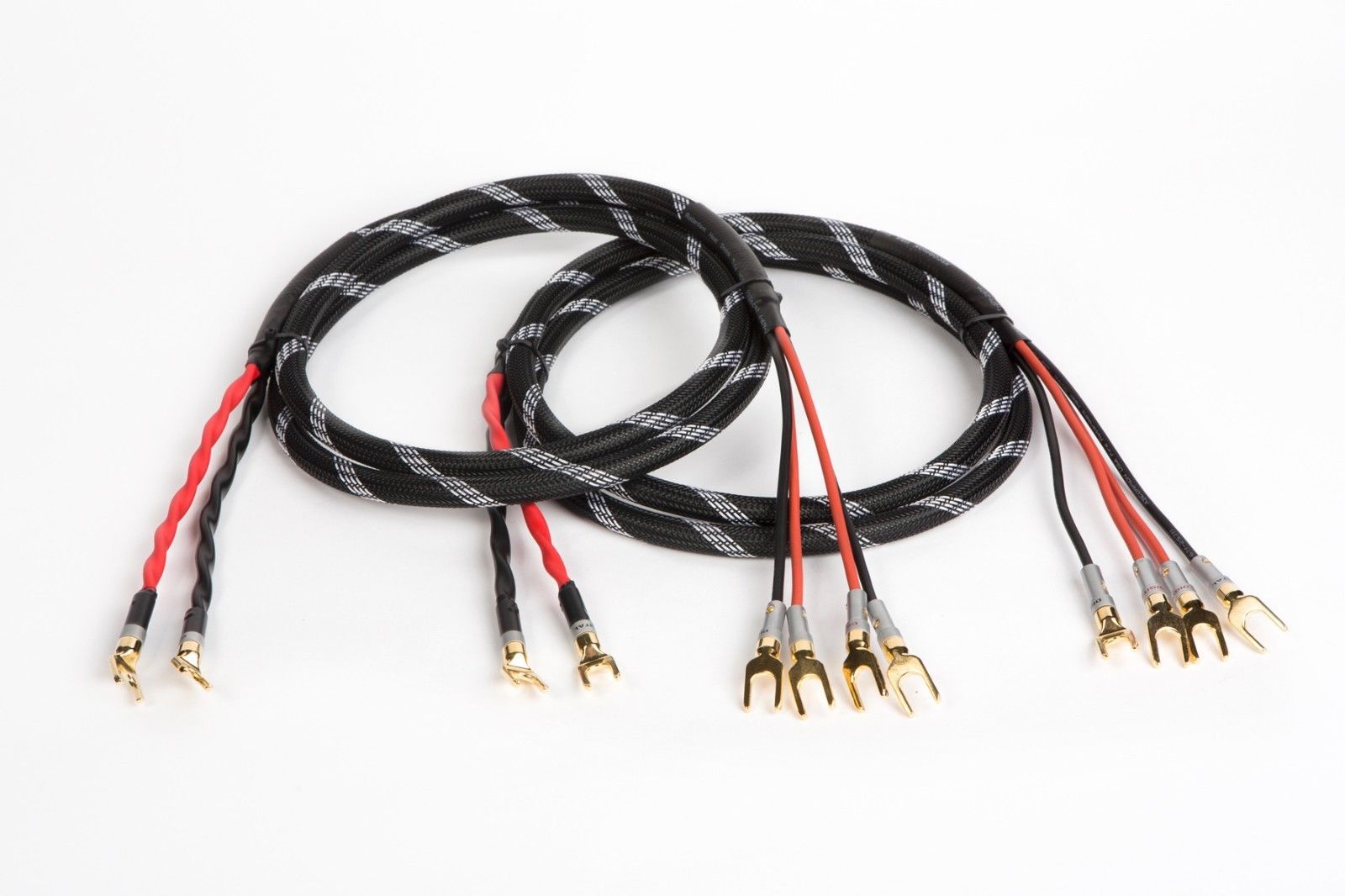 8 Ft RB TechFlex Braided 2 to 2 Banana Canare 4S11 HI-FI Speaker Cable Pair