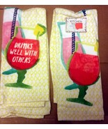 2 SAME PRINTED TOWELS (15&quot; x 25&quot;) COCKTAILS, DRINKS WELL WITH OTHERS by AM - $10.88