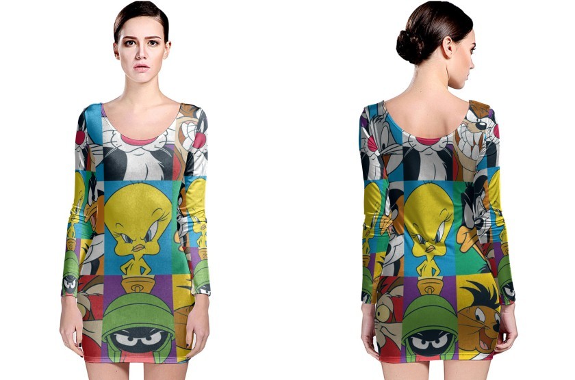 Unbranded - Looney tunes characters long sleeve bodycon dress
