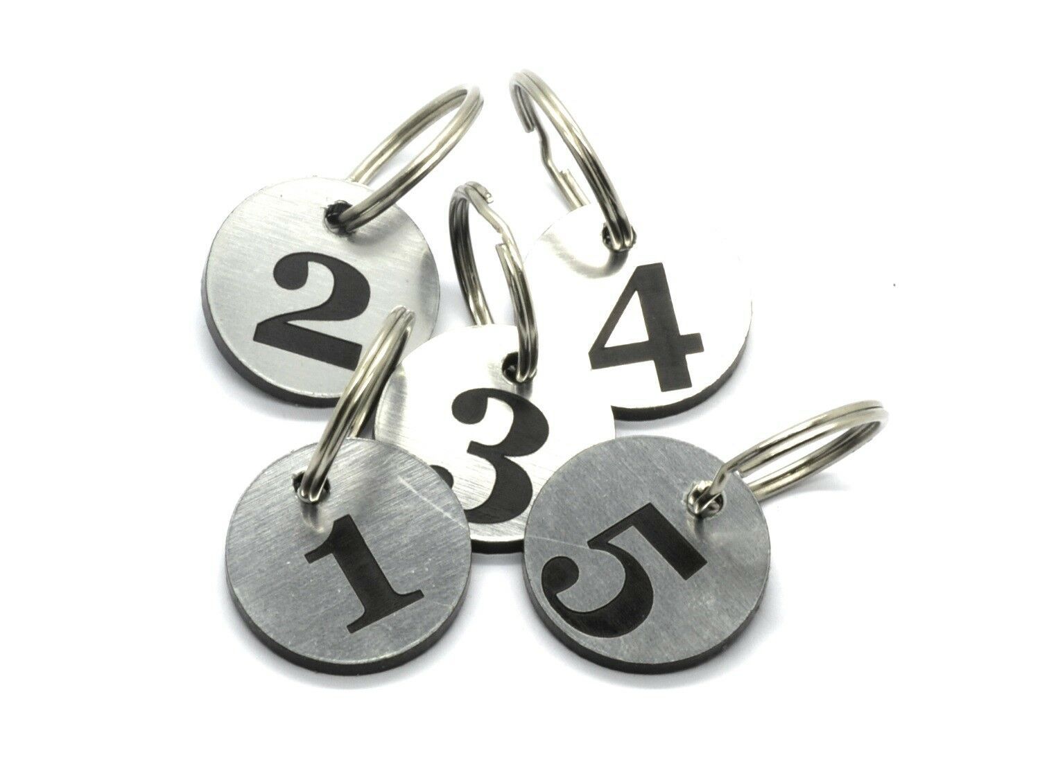Pack of 5 Key Fobs, key Rings, key Tags Numbers 1 to 5 Silver, Circular Planners & Organizers