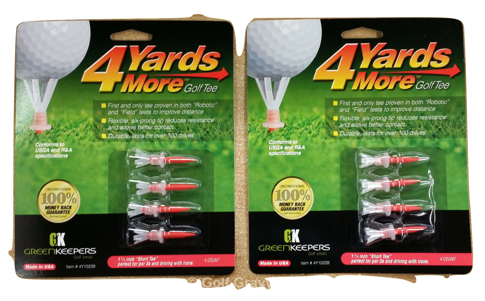 2 packs of 4 Yards More Golf Tees by Green Keepers - Short Tee - 1 3/4