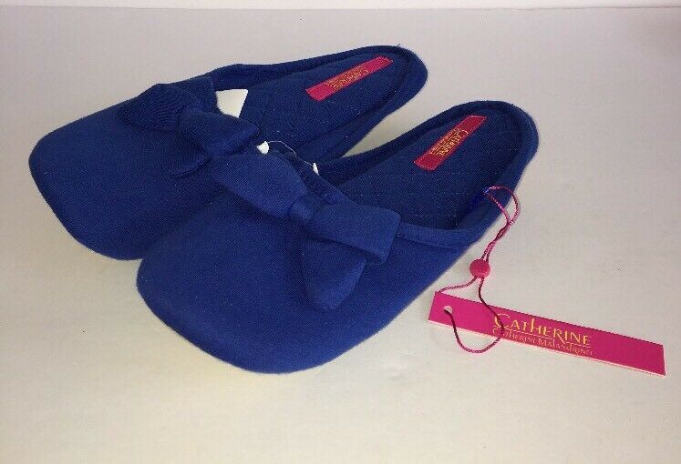 Women's Slippers House Catherine Malandrino Size9-10 LG Blue W Bow Tie-SHIP N 24