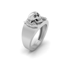 Solid 925 Sterling Silver Witchy Gloomy Skull Angel Wings Gothic Engagement Ring - $169.99