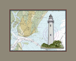 St. Simons, GA Lighthouse and Nautical Chart High Quality Canvas Print - $14.99+