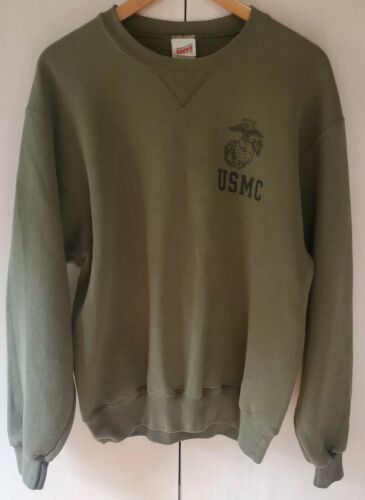 Vintage USMC Crewneck Sweatshirt Mens M Small Olive United States Marine Corps
