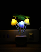 Sensor Led Night Light, Color Changing Plug-In LED Mushroom Dream Bed Lamp