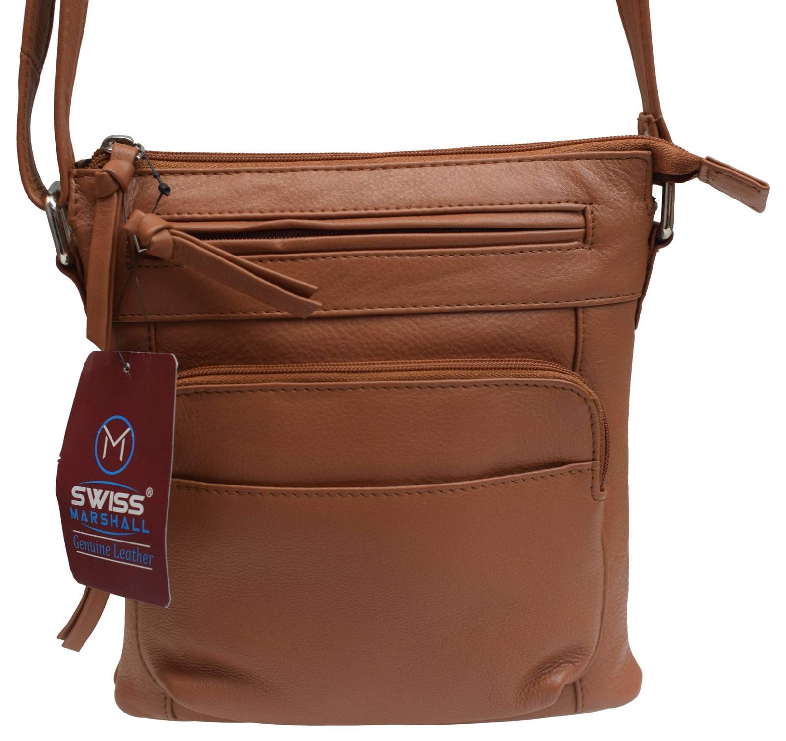 Women's Premium Genuine Leather Organizer Purse Ladies Crossbody Shoulder Bag