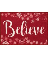 PRINTED KITCHEN RUG(nonskid)(20"x30")CHRISTMAS,BELIEVE & SNOWFLAKES ON RED,Natco - $19.79
