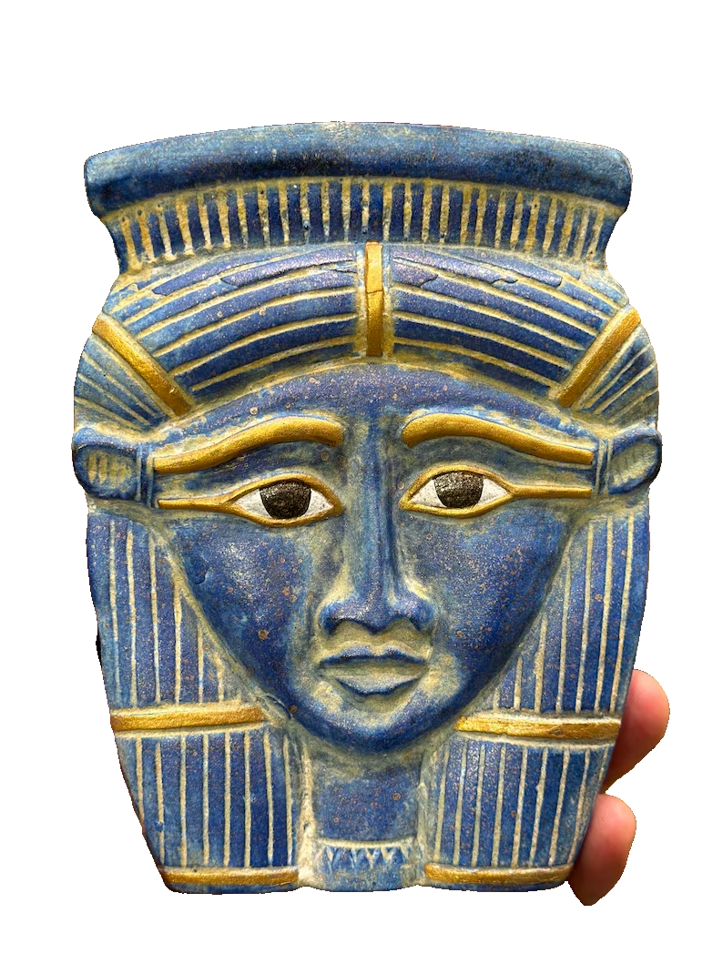 Marvelous Hathor Mask Statuette , Goddess Hathor Statue from Lapis ...