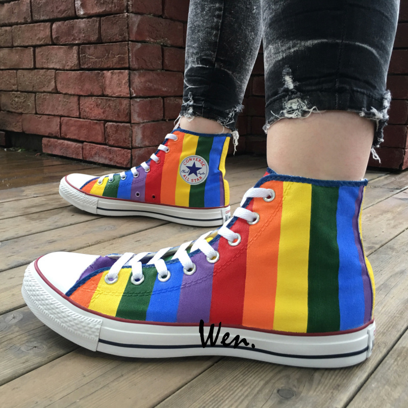 Rainbow Converse All Star Original Design Hand Painted Shoes Men Women Sneaker
