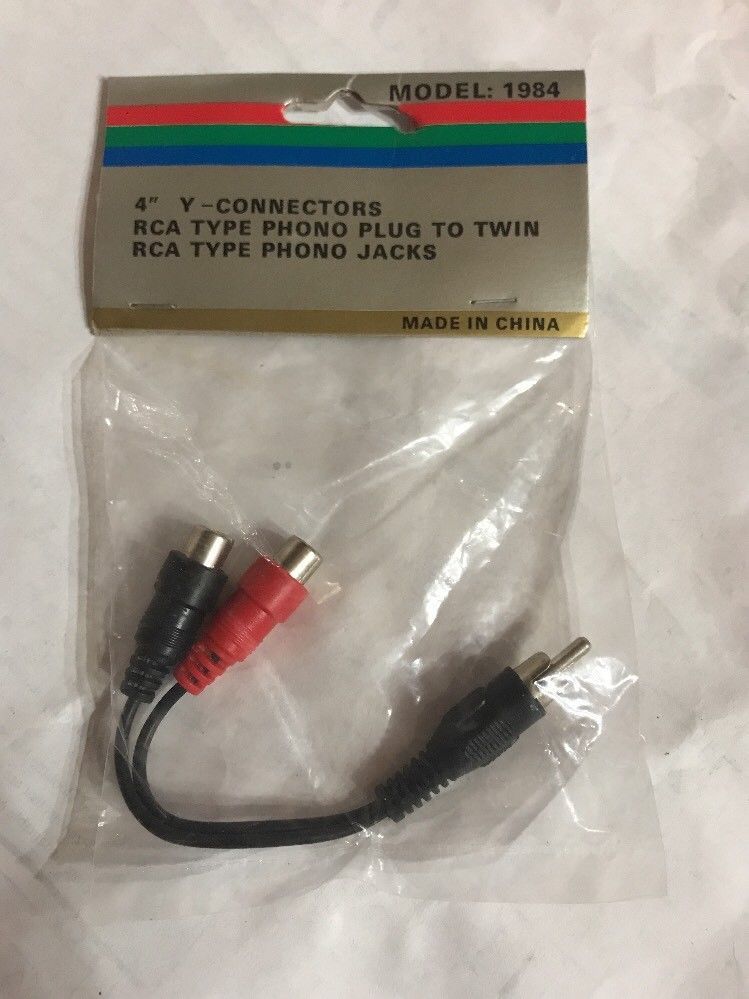 4” Y- Connectors RCA TYPE Phono Plug TO Twin /jacks Model 1984 Ships N 24h