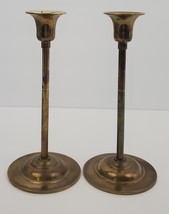 Vintage Solid Brass Candlestick Candle Holders 8&quot; Pair - $16.97