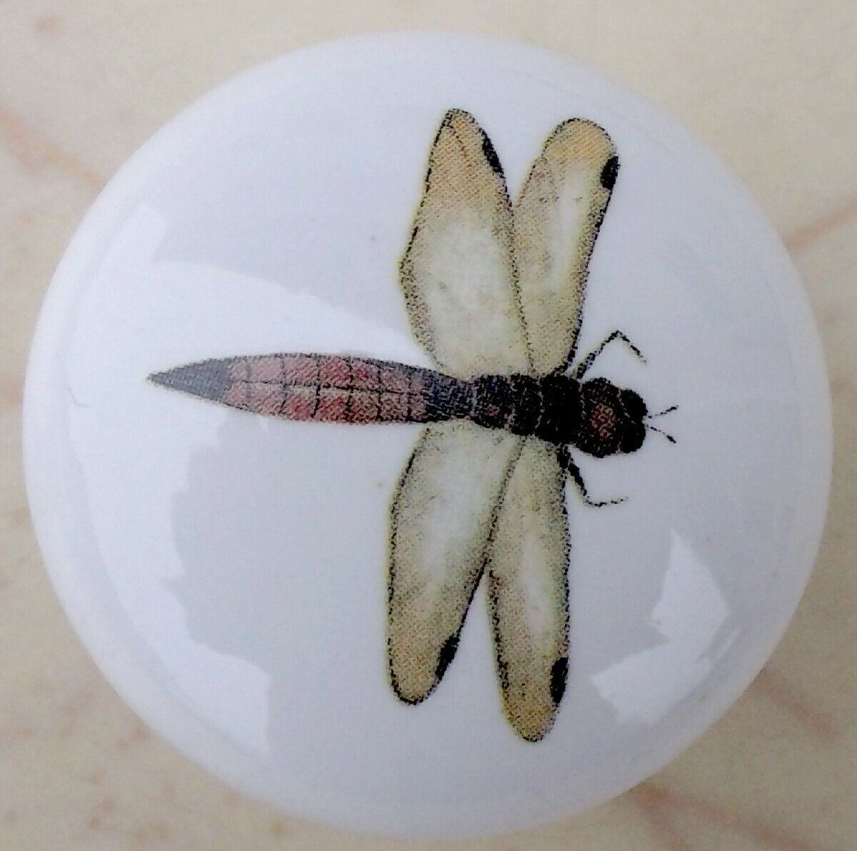 Ceramic Cabinet  Knobs W/ Dragonflies Dragonfly #3 Insect