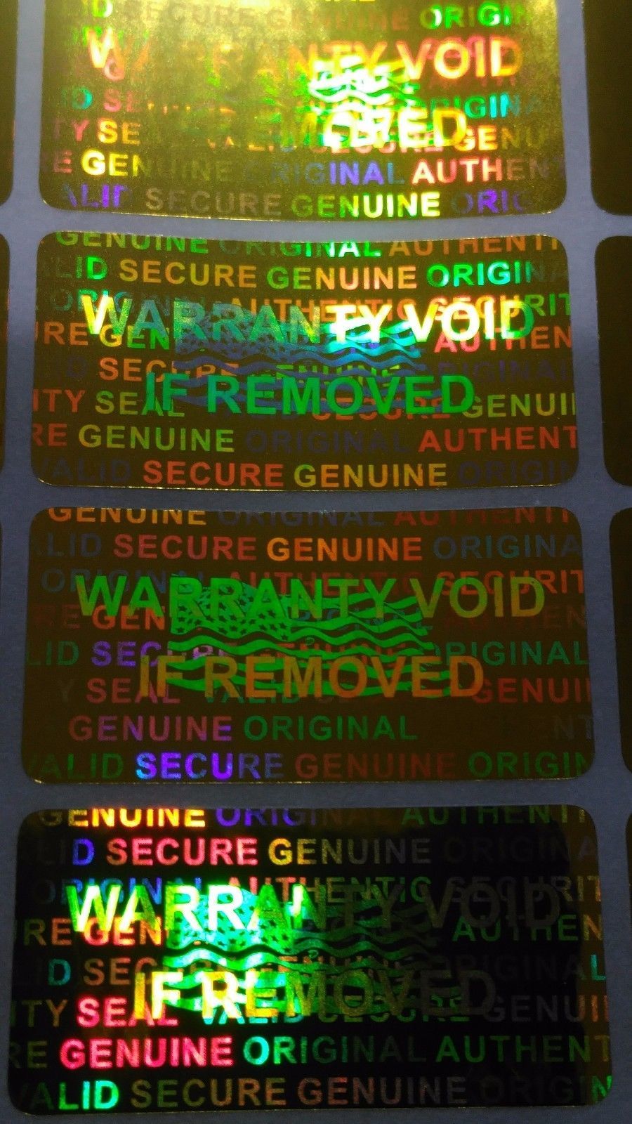 100 Golden Security Hologram Tamper Evident Warranty Labels Stickers labels