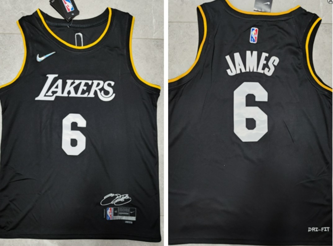 Los Angeles Lakers #6 LeBron James Stitched Jersey 75th anniversary MVP black