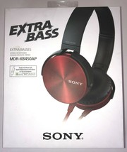 Sony Wired MDR-XB450AP On-Ear Headphones Extra Bass with mic Red - $39.57