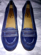  Retail Price $795 - Yves Saint Laurent Blue Jean Denim Flat Loafer VGUC - $420.75
