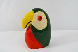 Clay Parrot Sculpture LN Hallmark Stamp Vintage Bird Head Parakeet Folk Art - $48.19