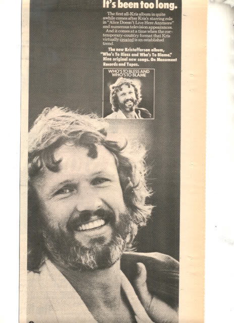 1975 KRIS KRISTOFFERSON WHOS TO BLESS PROMO AD - Other