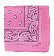 2 Pack Premium Cotton Head Wrap Scarf Pink Western Paisley Bandana 22" X 22" image 1