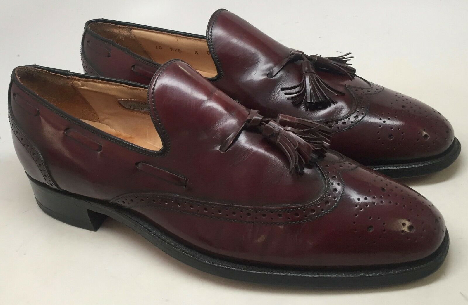 Bostonian Men's Burgundy Leather Wingtip Tassel Loafers Size 10 D/B ...