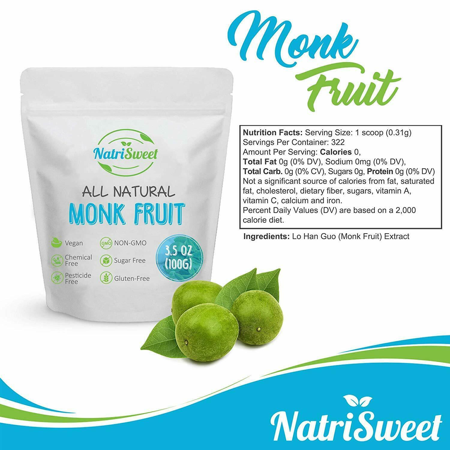 NatriSweet Monk Fruit Extract Powder Dried Buddha Fruit Paleo Keto