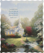 House of the Lord HOMETOWN CHAPEL THOMAS KINKAID Quilted Throw 50x60 in ... - $39.95