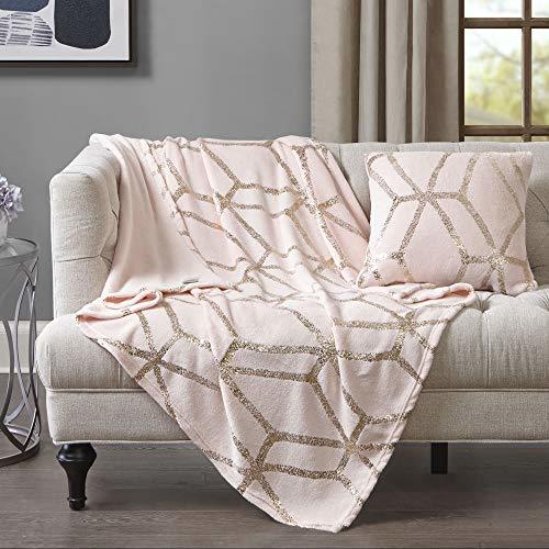 Comfort Spaces Microplush Shiny Metallic Print Blanket with Matching