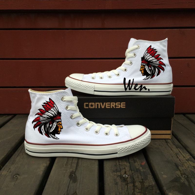Cleveland Indian Original Converse All Star Women Men Hand Painted Canvas Shoes