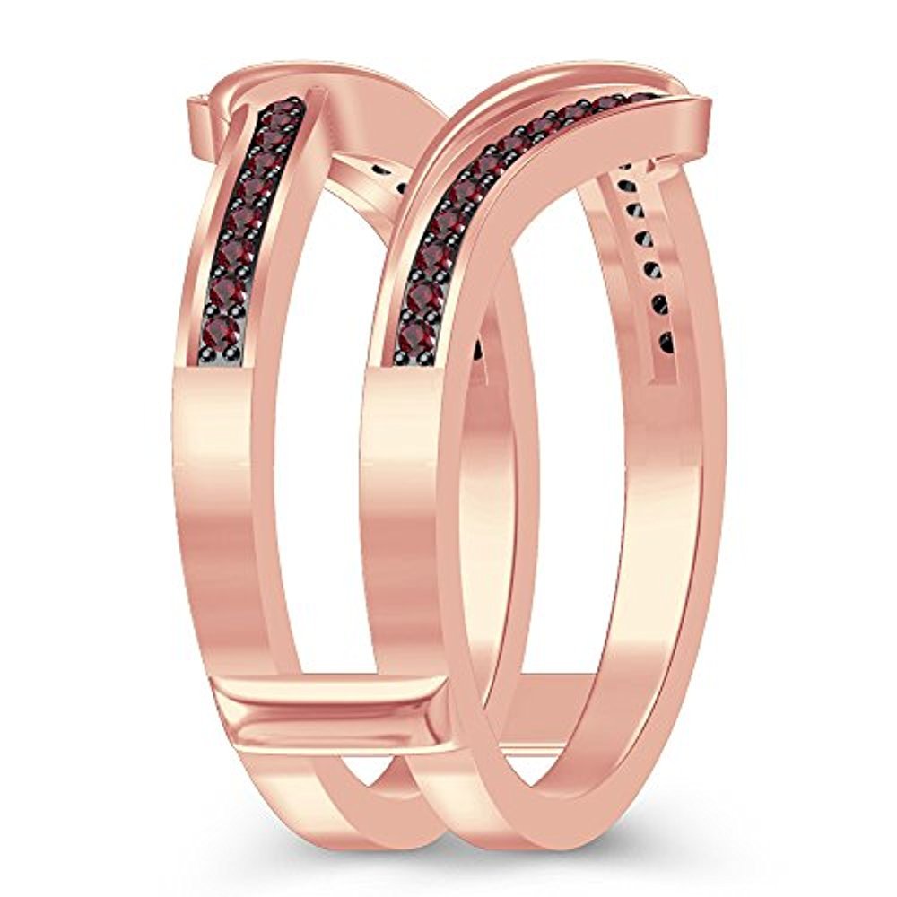 Women's 14K Rose Gold Plated Red Wedding Band