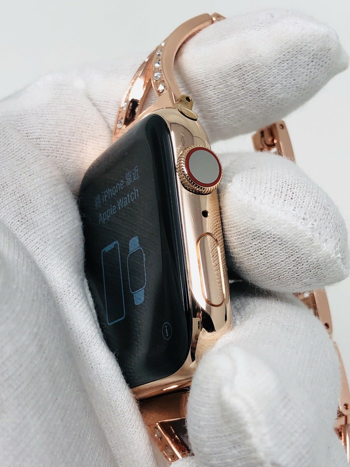 24K Rose Gold Plated 44MM Apple Watch SERIES 4 With Rose Gold Diamond